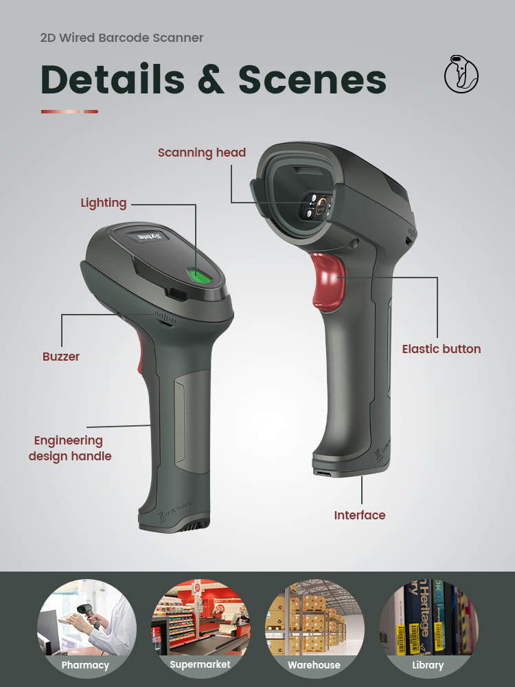 Wired Handheld Barcode Scanner