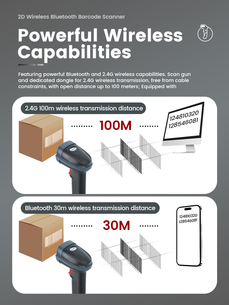 bluetooth 2.4G wireless barcode scanner